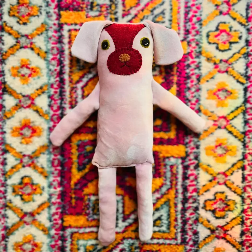 Marbles - Pink Velvet Dog Rag Doll
