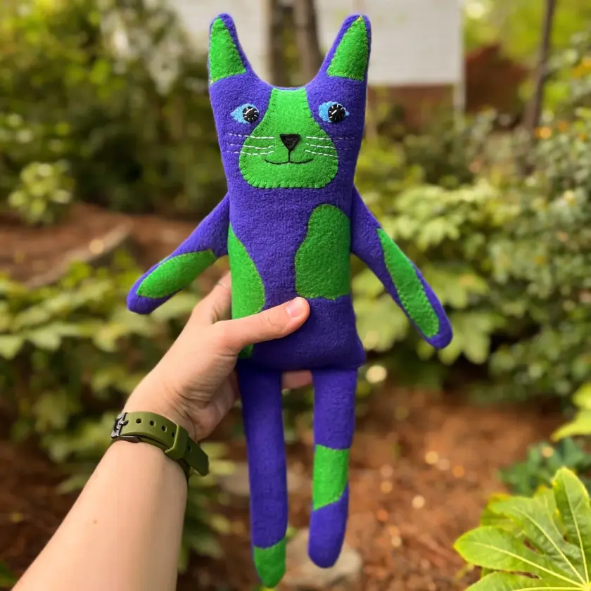 Theo - Purple & Green Fleece Cat