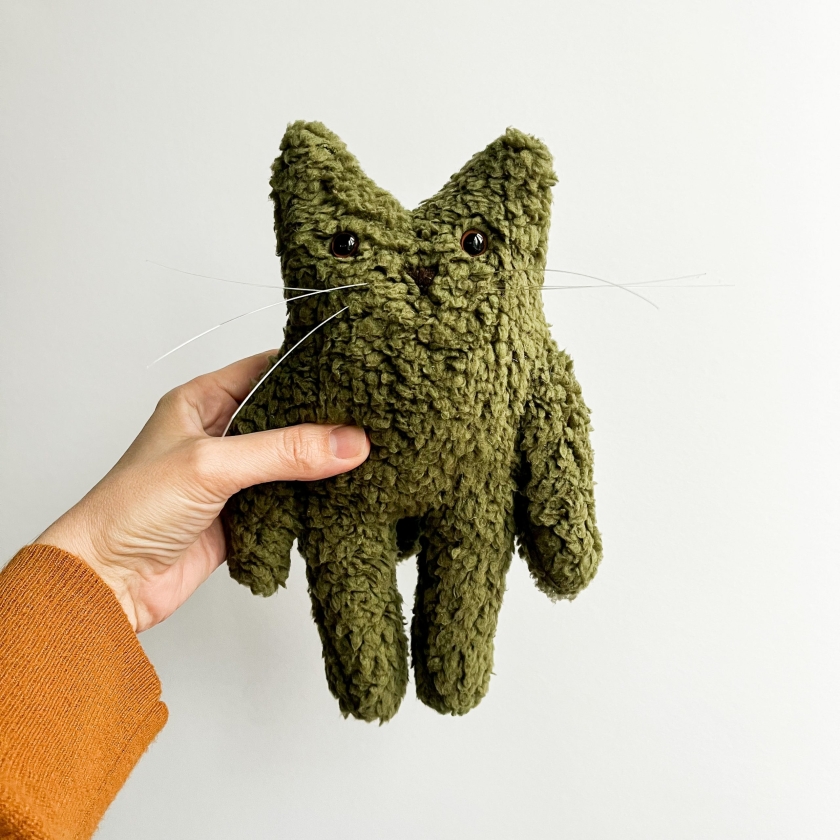 Pedro - Upstanding Mini Chonk Olive Green Cat Doll