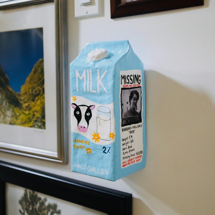The Missing Barb Milk Carton - Paper Mache Wall Sculpture