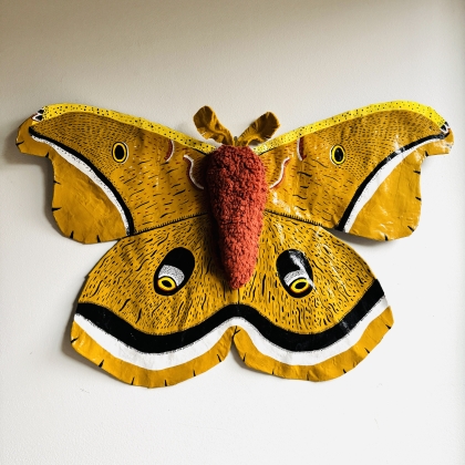 Polyphemus Moth Paper Mache Art Sculpture