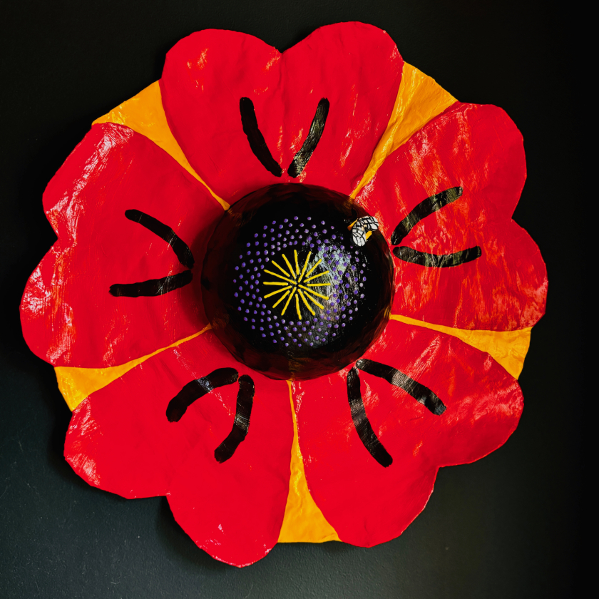 Big Ass Wallflower w/ Lil Bee - Paper Mache Wall Sculpture