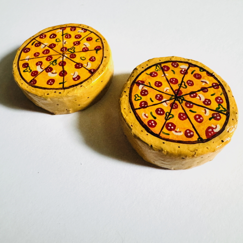 Mini Pizzas - Paper Mache Wall Hanging - Image 3