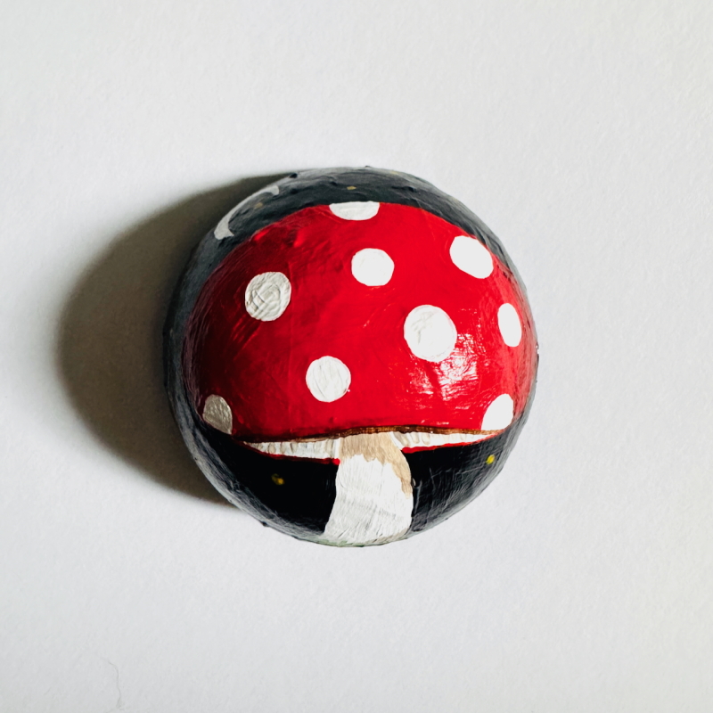 Mini Night Mushroom - Paper Mache Wall Hanging - Image 3