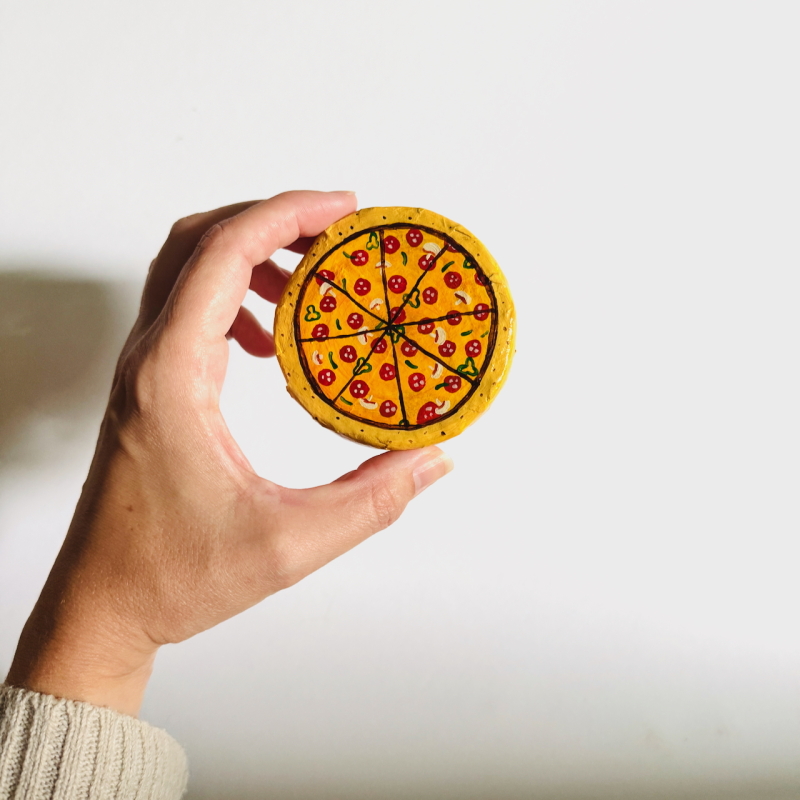 Mini Pizzas - Paper Mache Wall Hanging - Image 4