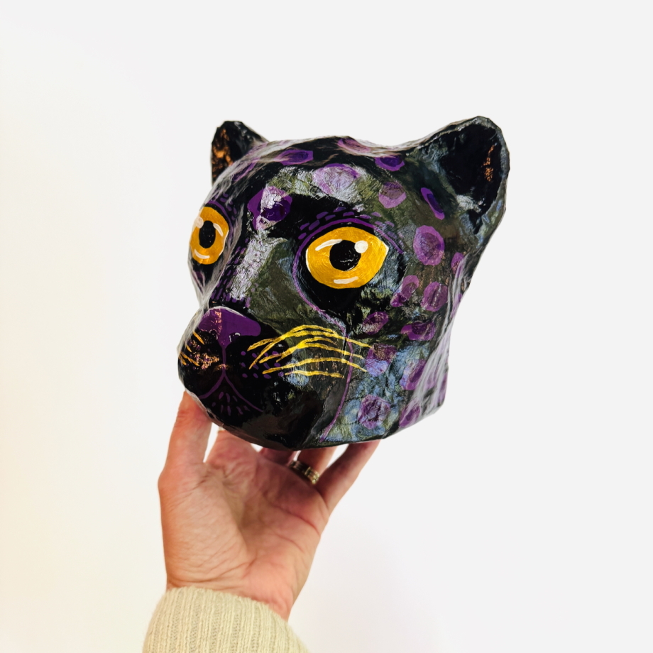 Bagheera the Mini Panther- Paper Mache Wall Hanging