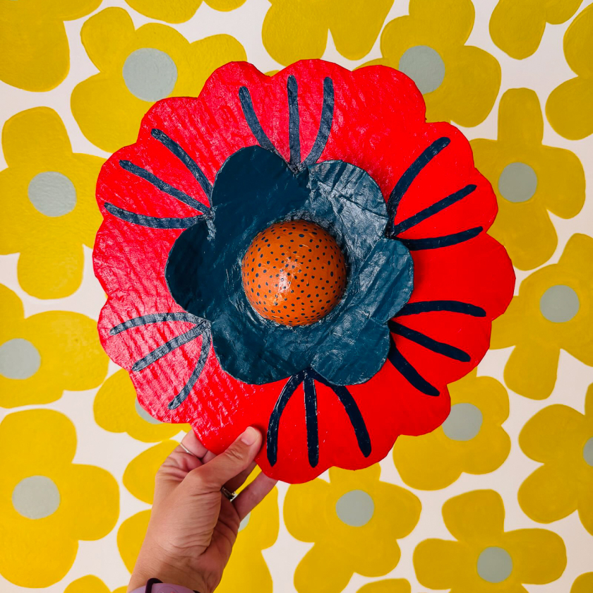 The Little Poppy - Paper Mache Wall Flower Art