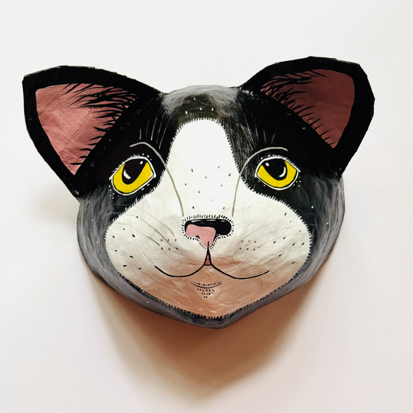 Buckles - Tuxedo Cat Animal Paper-Mache Wall Hanging